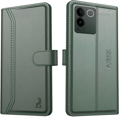 AIBEX Flip Cover for Vivo T2 Pro 5G / IQOO Z7 Pro 5G| Premium Leather Finish | Magnetic Closure | Kickstand(Green, Magnetic Case, Pack of: 1)