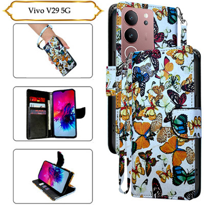 Cutemart Flip Cover for Vivo V29 5G(White, Pack of: 1)