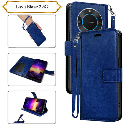 Cutemart Flip Cover for Lava Blaze 2 5G(Blue, Pack of: 1)