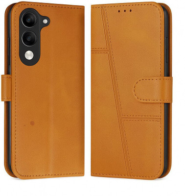 FoneShield Flip Cover for Vivo T4 Lite 5G / iQOO Z10 Lite 5G / Vivo Y19 5G / Vivo Y19e|Premium Leather Finish(Brown, Magnetic Case, Pack of: 1)