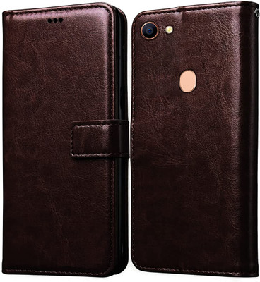 Never Late Flip Cover for Oppo F5 F5 Youth(Brown, Grip Case, Pack of: 1)