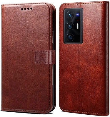 Casesily Flip Cover for Vivo X70 Leather Wallet Case(Brown, Cases with Holder, Pack of: 1)