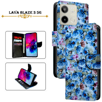 Cutemart Flip Cover for Lava Blaze 3 5G(Blue, Pack of: 1)
