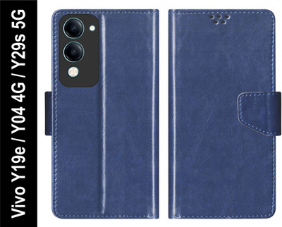 SBMS Flip Cover for Vivo Y19e / Vivo Y04 4G / Vivo Y29s 5G Back Cover Case with Magnatic Closure(Blue, Shock Proof, Pack of: 1)