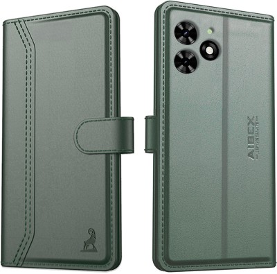 AIBEX Flip Cover for Tecno Spark Go 4G (2024)|Vegan PU Leather |Foldable Stand & Pocket |Magnetic Closure(Green, Cases with Holder, Pack of: 1)
