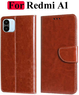 Turncoat Flip Cover for Mi A1, Redmi A1 2022, Redmi A2 2023(Brown, Grip Case, Pack of: 1)