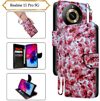 Asmart Flip Cover for Realme 11 Pro 5G(Red, Pack of: 1)