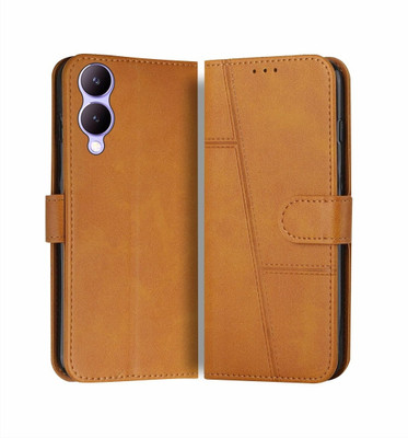 Soul Flip Cover for Vivo Y28 5G, Vivo Y17s 4G, Card Pockets Wallet & Inbuilt Stand, Style Flip Back Case Cover(Gold, Brown, Magnetic Case, Pack of: 1)