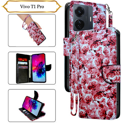 PARGO Flip Cover for Vivo T1 Pro(Red, Pack of: 1)