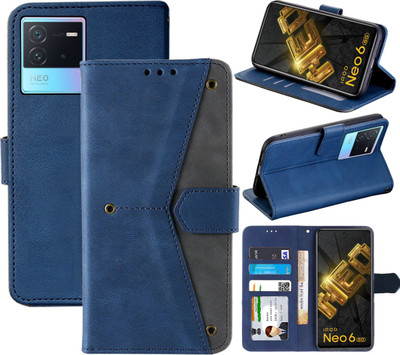 Autofocus Flip Cover for iQOO Neo 6 5G(Blue, Camera Bump Protector, Pack of: 1)
