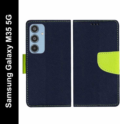 Wristlet Flip Cover for Samsung Galaxy M35 5G(Blue, Cases with Holder, Pack of: 1)