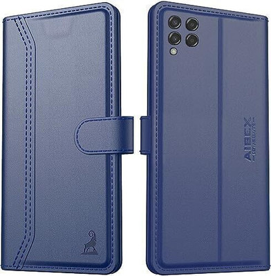 AIBEX Flip Cover for Samsung Galaxy M33 5G|Premium Leather Finish | Magnetic Closure | Kickstand Feature(Blue, Magnetic Case, Pack of: 1)