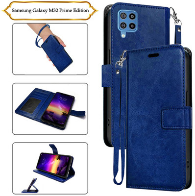 SALGO Flip Cover for Samsung Galaxy M32 Prime Edition(Blue, Pack of: 1)