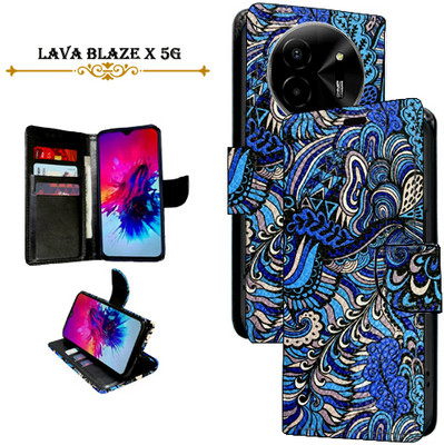Asmart Flip Cover for Lava Blaze X 5G(Blue, Pack of: 1)