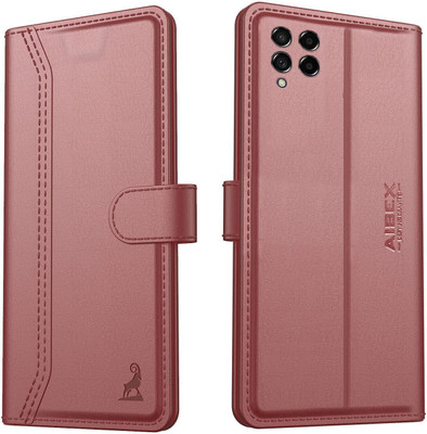 AIBEX Flip Cover for Samsung Galaxy M53 5G| Premium Leather Finish | Magnetic Closure | Kickstand Feature(Brown, Magnetic Case, Pack of: 1)