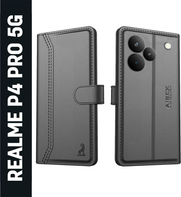 AIBEX Flip Cover for Realme P4 Pro 5G| Premium Leather Finish | Magnetic Closure | Kickstand Feature(Black, Magnetic Case, Pack of: 1)