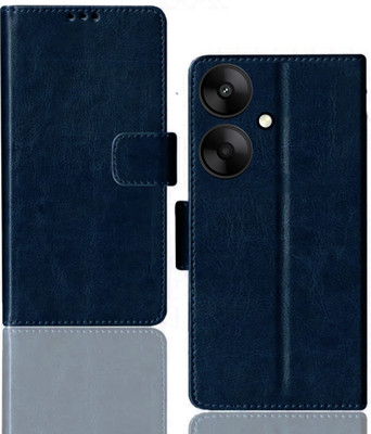 Kalua Mall Flip Cover for Xiaomi Redmi 13c 5G | 23124RN87I folding cover | Inside Card Slot | Wallet Stand | Blue(Blue, Magnetic Case, Silicon, Pack of: 1)