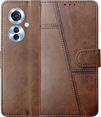 SUPER-ME Flip Cover for OPPO F25 PRO 5G(Brown, Dual Protection, Pack of: 1)