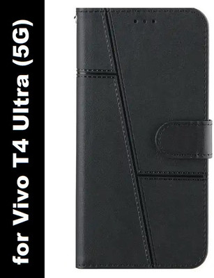 Zelfo Flip Cover for Vivo T4 Ultra (5G)(Black, Pack of: 1)