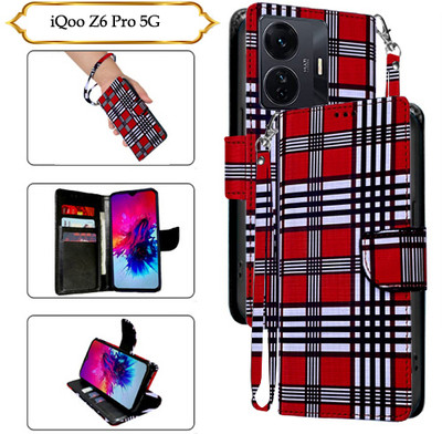 PARGO Flip Cover for iQOO Z6 Pro 5G(Red, Pack of: 1)