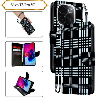 PARGO Flip Cover for Vivo T3 Pro 5G(Black, Pack of: 1)