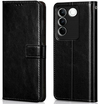 WOW Imagine Flip Cover for Vivo V27 | V27 Pro 5G Card Pockets Wallet & Stand(Black, Magnetic Case, Pack of: 1)