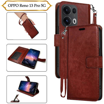 Cutemart Flip Cover for OPPO Reno 13 Pro 5G(Brown, Pack of: 1)