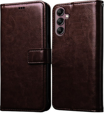 Casotec Flip Cover for Samsung Galaxy A14 5G, Samsung Galaxy A14 4G(Brown, Magnetic Case, Pack of: 1)