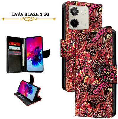 Mxkart Flip Cover for Lava Blaze 3 5G(Red, Pack of: 1)