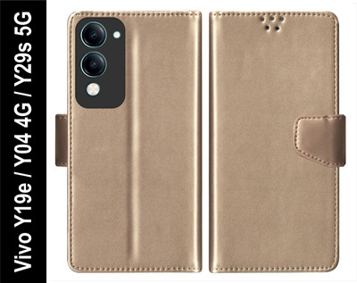 SBMS Flip Cover for Vivo Y19e / Vivo Y04 4G / Vivo Y29s 5G Back Cover Case(Gold, Shock Proof, Pack of: 1)