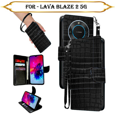 Cutemart Flip Cover for Lava Blaze 2 5G(Black, Pack of: 1)