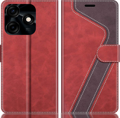 TWIGLO Flip Cover for TECNO SPARK 10C(Red, Brown, Dual Protection, Pack of: 1)