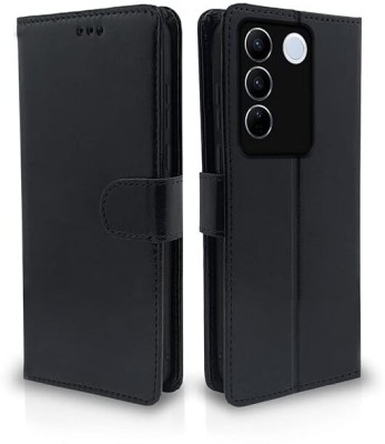 BITON Back Cover for Vivo V27 / V27 Pro 5G Flip Cover Leather Finish | Inside TPU with Card Pockets(Black, Hard Case, Pack of: 1)