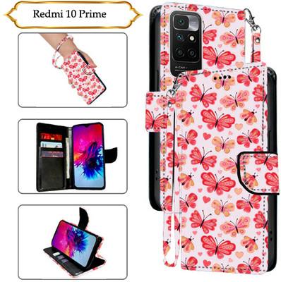 SALGO Flip Cover for Redmi 10 Prime(Red, Pack of: 1)