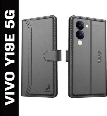 AIBEX Flip Cover for Vivo T4 Lite 5G / iQOO Z10 Lite 5G / Vivo Y19 5G / Vivo Y19e|Premium Leather Finish(Black, Magnetic Case, Pack of: 1)