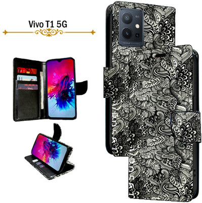 Cutemart Flip Cover for Vivo T1 5G(Black, Pack of: 1)