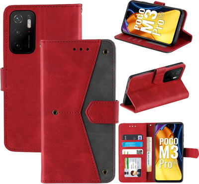 Autofocus Flip Cover for Poco M3 Pro 5G(Red, Camera Bump Protector, Pack of: 1)