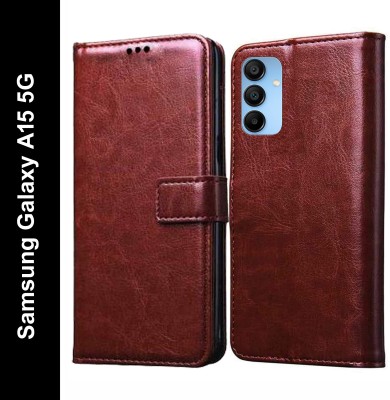 Cockcrow Flip Cover for Samsung Galaxy A15 5G(Brown, Shock Proof, Pack of: 1)