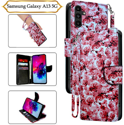 Cutemart Flip Cover for Samsung A13 5G(Red, Pack of: 1)
