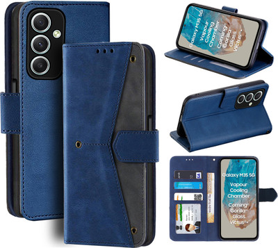 Unistuff Flip Cover for Samsung Galaxy M35 5G(Blue, Camera Bump Protector, Pack of: 1)