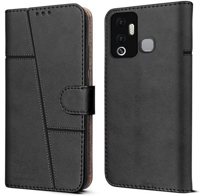spaziogold Flip Cover for infinix Hot 12 Play(Premium Leather Material | Built-in Stand | Card Slots and Wallet)(Black, Dual Protection, Pack of: 1)