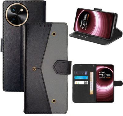 Aaghosh Flip Cover for Vivo T3x 5G(Black, Shock Proof, Pack of: 1)