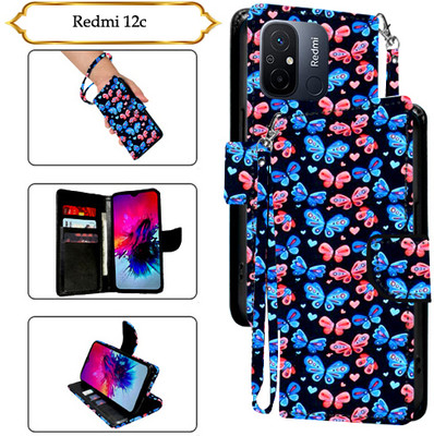 Asmart Flip Cover for Redmi 12c(Black, Pack of: 1)