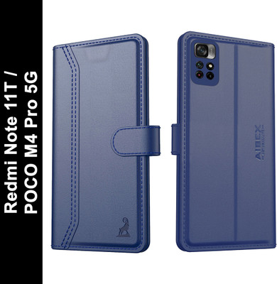 AIBEX Flip Cover for Redmi Note 11T / Poco M4 Pro 5G|Premium Leather Finish | Magnetic Closure | Kickstand(Blue, Magnetic Case, Pack of: 1)
