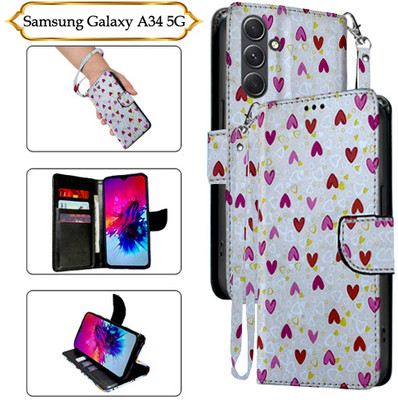 Asmart Flip Cover for Samsung Galaxy A34 5G(White, Pack of: 1)