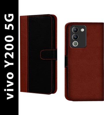 Flipkart SmartBuy Flip Cover for vivo Y200 5G(Black, Brown, Dual Protection, Pack of: 1)