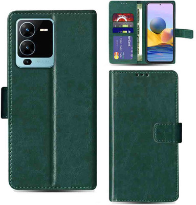 Kalua Mall Flip Cover for VIVO V25 Pro mobile flip cover | Vivo V2158 mobile flip cover | Green(Green, Magnetic Case, Pack of: 1)