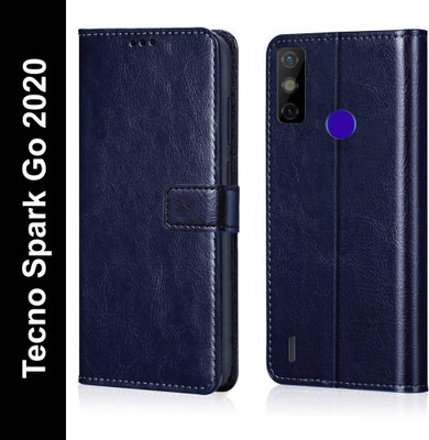 Flocculent Flip Cover for Tecno Spark Go 2020(Blue, Shock Proof, Pack of: 1)