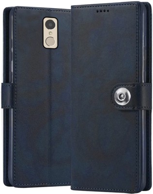 COOLZY Flip Cover for Lenovo K6 Power, Stylish Luxury Material Back Cover(Blue, Shock Proof, Pack of: 1)