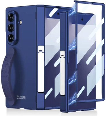 CRUPED Front & Back Case for Samsung Galaxy Z Fold 7 Case with Kickstand, Hinge Guard & Screen Protector(Blue, Band, Pack of: 1)